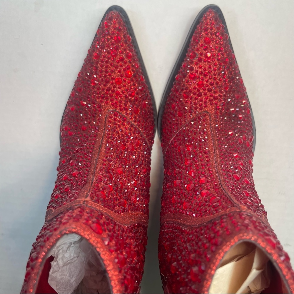 BNIB FIRST QUALITY Jessica Simpson Red Tamira 2 Rhinestone Ankle Boots 6M - Picture 4 of 16
